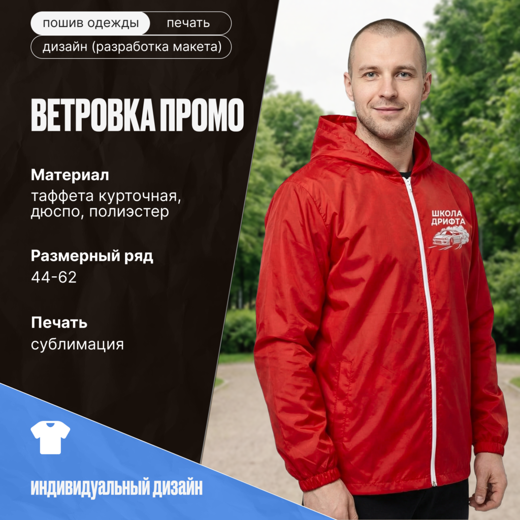 Промо ветровка, полиэстер, 44-62рр